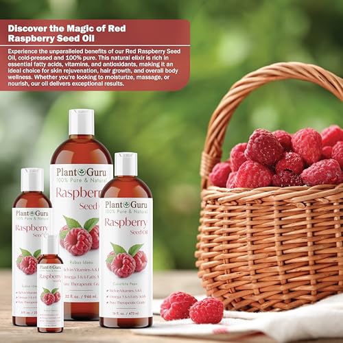 Red Raspberry Seed Oil 4 fl. oz. Cold Pressed Unrefined 100% Pure & Natural Carrier ? Ideal for Skin, Face, Body, and Hair Moisturizer. Great for DIY Soap, Creams, Lotions, and Lip Balms.