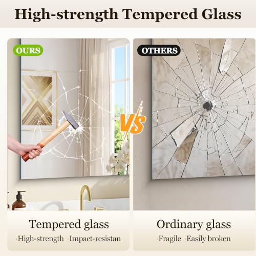 KOCUUY Frameless Shatterproof Bathroom Mirror 30x30 Inches, Unframed Square Wall Mirror for Bedroom & Entryway