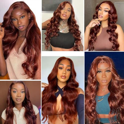 MavKuvx Copper Red Body Wave Hair Extensions 14-18 Inch Virgin Brazilian Remy