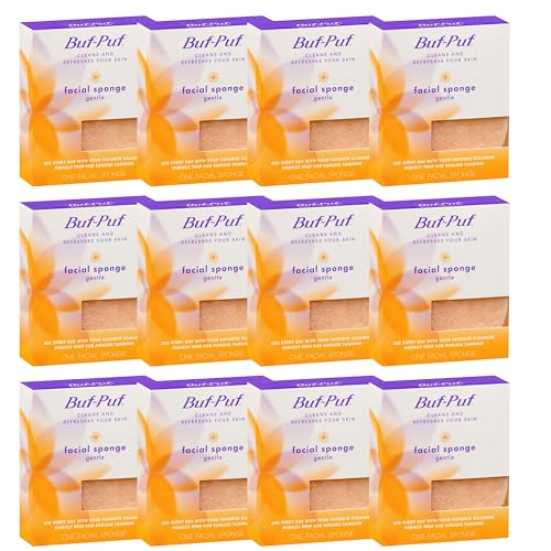Buf-Puf Gentle Facial Sponge Pack of 12 - Exfoliating Deep Cleanser & Makeup Remover - 1 Count Variation