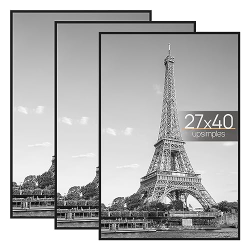 Upsimples 27x40 Poster Frame - Black, Easy Slide-In Assembly, 3 Pack - Variation: Black / 27x40