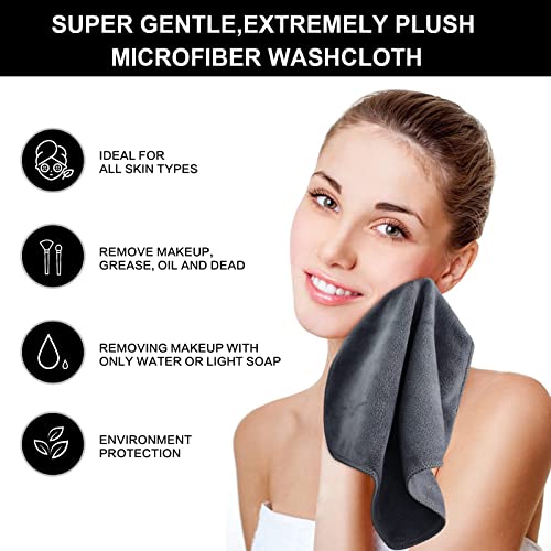 20-Pack Microfiber Facial Cloths 12x12 Inches Fast Drying Reusable Washcloths - Grey