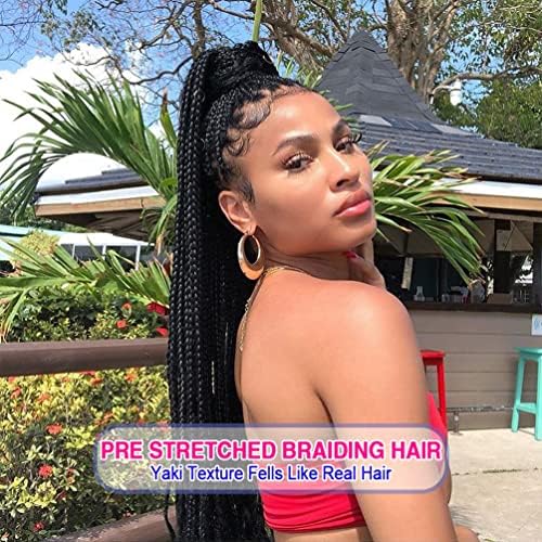 Fairise 36 Inch Black Pre Stretched Braiding Hair 8 Pack #1B Yaki Texture Natural Look