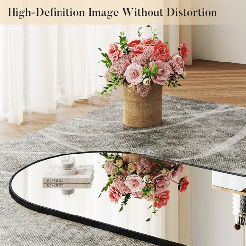 Black Arched Full Length Floor Mirror 64x21 Inches Stand & Wall Mount