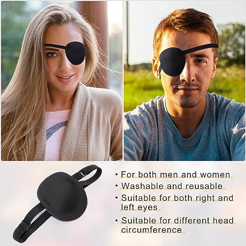 Pirate Eye Patches for Adults - Black, Adjustable, 54 Pieces Set
