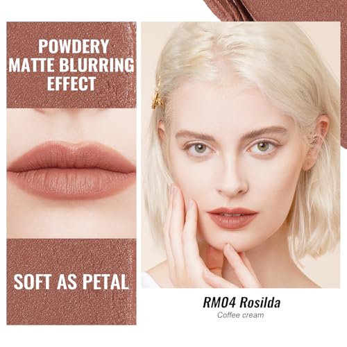 Oulac Nude Matte Lipsticks for Women Set, Silky Velvet Matte Lipstick, Soft Smooth Texture, High Impact Lip Color, Not Dry Lightweight Formula Infused with Vitamin E, Vegan RM02+04+06