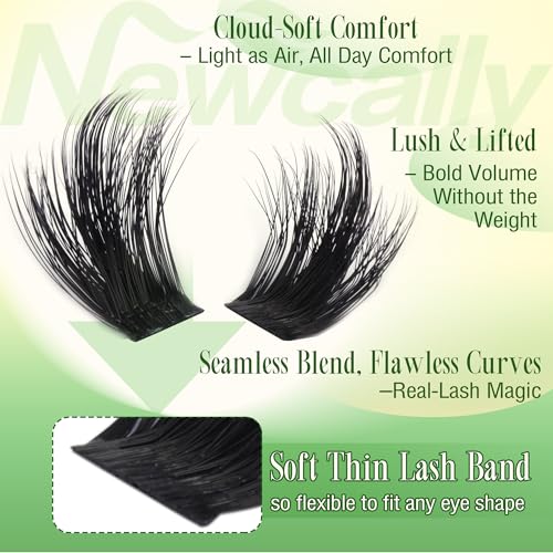 Manga Lash Clusters Spikes Lash Extension Wispy Cluster Eyelash Extensions D-curly Volume DIY Lash Extension Anime Eyelash Clusters 10-18MM Spiky Individual Lashes by Newcally