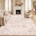 Garvee Pink Boho Area Rug 8x10 for Living Room & Bedroom - Distressed Medallion Pattern