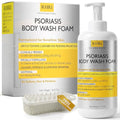 Psoriasis Body Wash with Scrubber - Gentle Foaming Cleanser for Sensitive Skin
