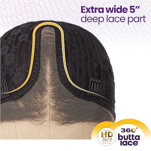 Sensationnel Butta 360 Lace Wigs Human Hair Deep Lace Frontal - Jet Black, Pre-Plucked, Glueless, 360 HD Lace, Easy DIY