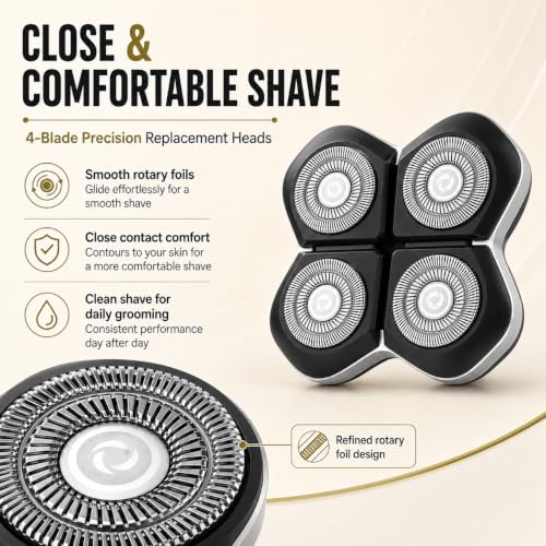 Silver 2-Pack Shaver Replacement Heads Compatible with Freebird FlexSeries Pro — Precision 4-Blade System