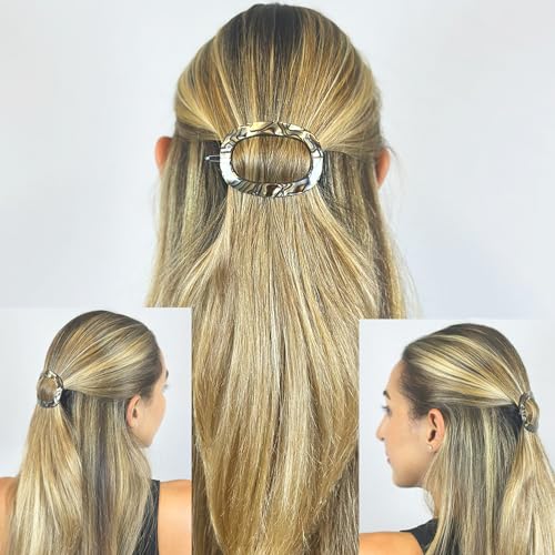 French Hair Barrette Clip Onyx 3x3 Inch Handcrafted Metal-Free Closure