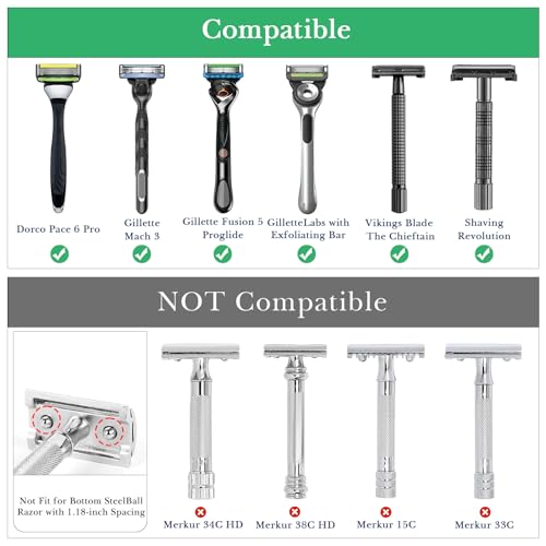Linkidea 2 Pack Stainless Steel Safety Razor Stand, Shaving Razor Holder, Travel Shaver Stand, Compatible with Long Handle Safety Razor, Fusion 5, ProShield, Mach 3 (Black)