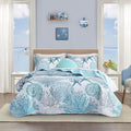 Coastal King Size Quilt Set - Beach Pattern 3-Piece Bedding Set - Coastal1 Variation