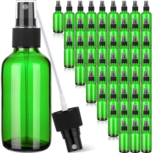 Maxcheck 50 Pieces 4oz Small Glass Spray Bottles for Essential Oil Empty Spray Mist Bottle Empty Fine Mist and Refillable Mister Refillable Liquid Containers for Perfumes, Cleaning(Green)