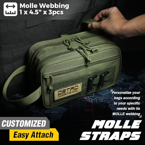 DBTAC Tactical Toiletry Bag for Men | Dry Wet Separate Hygiene Bag Compact Dopp Kit Mens Shaving Kit Travel shower Bag (Green)