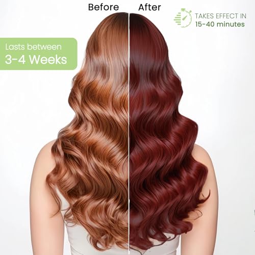 Dark Wine Red Hair Dye Shampoo - Burgundy Hair Color for Women & Men - 3-in-1 Nourishing Formula with Natural Ingredients