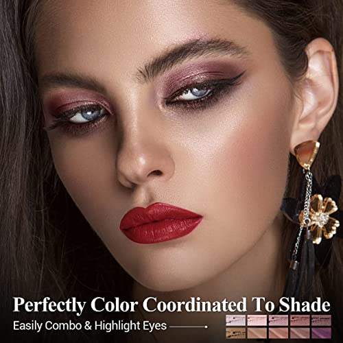 Mauve Eyeshadow Stick Set - Shimmer & Neutral Brown Metallic Cream Makeup, Waterproof, Smudge-Proof, 10PCS with Brush