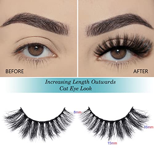 Lashes Bulk 30 Pair Wholesale Faux Mink Eyelashes 5D Fluffy Eyelash 15mm 18mm 20mm Natural Medium Length Fake Lash with Portable Pack
