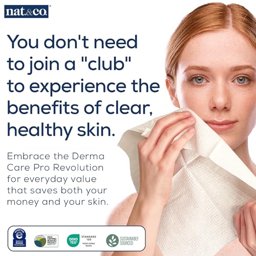 Nat.&Co. Derma Care Pro Deluxe Bamboo Box with Drawer - Includes 50 XL Disposable Face Towels - USDA Certified, National Eczema Seal Approved, Biodegradable Towels for Skincare and Makeup Removal