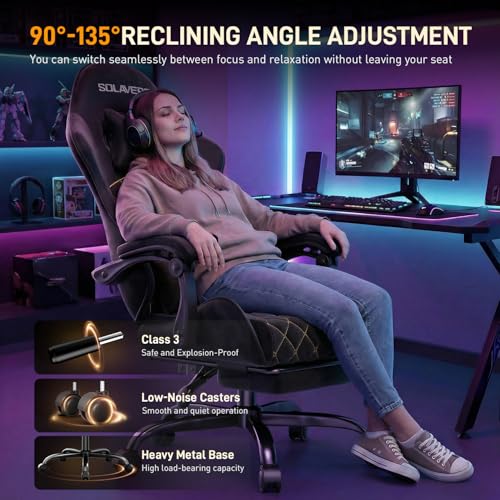 Massage Recliner Gaming Chair with Footrest - Black - Adjustable & Ergonomic
