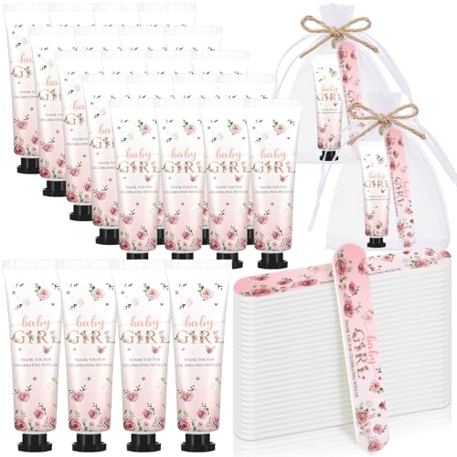 Baby Shower Gift Set 24 Pink Floral Hand Cream & Nail File Party Favors