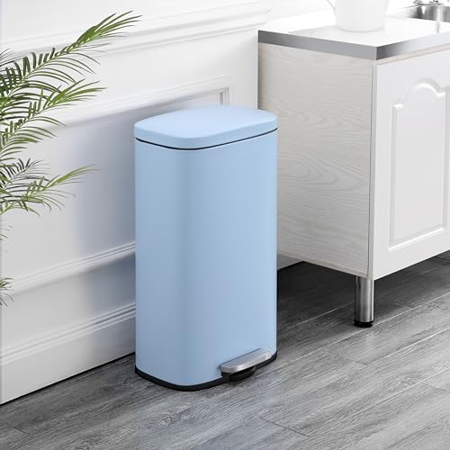 happimess 8 Gal Soft Close Step Trash Can Tide Pool Blue - Rustproof Stainless Steel