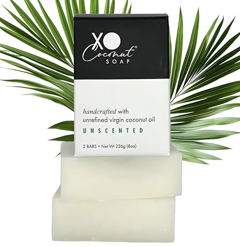 Unscented Coconut Oil Bar Soap - Handcrafted Organic Natural Face & Body - 2 Bars