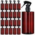 20 Pack 16oz Amber Spray Bottles with Trigger - Refillable Plastic for Home & Beauty