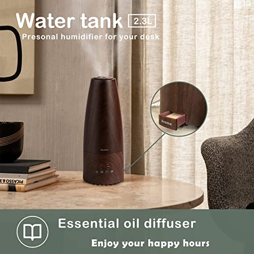 Dark Wood Cool & Warm Mist Ultrasonic Humidifier with Remote Control 2.3L Whisper Quiet