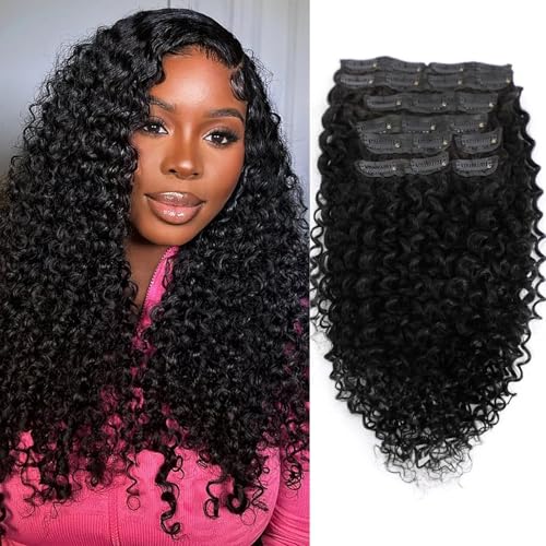 Black 14 Inch Kinky Curly Clip-In Hair Extensions 110g Full Head - Natural Black