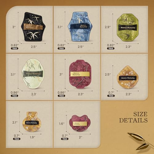 Momo's Workshop Chinese Makeup Sponge 8-Piece Set,Satin PU Leather & Gold Foil, Beauty Makeup Cushion Puffs for Foundation, Blush,Dual Use Sponge Blender Natural and Concealer With Storage case