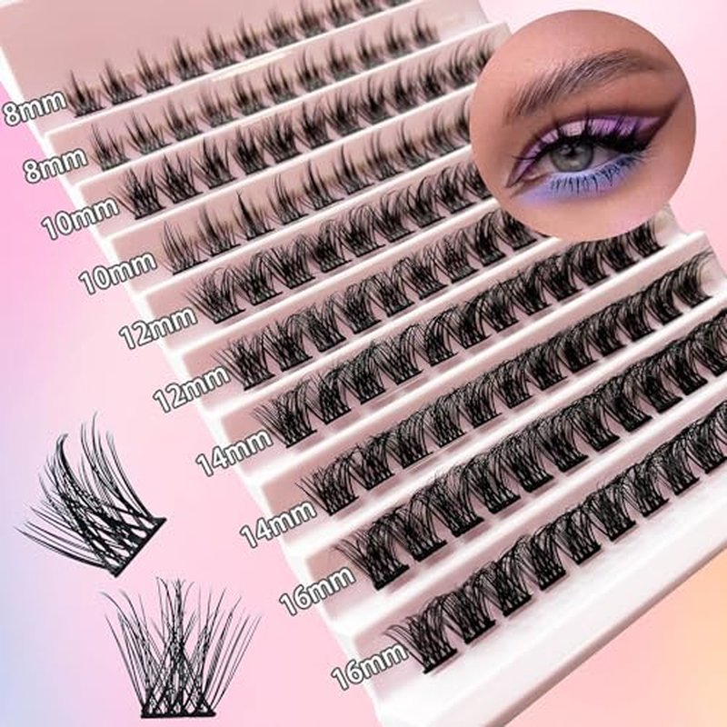 Lash Extension Kit D Curl Lash Clusters WHYBRAW Eyelash Extension Kit with 7 Days Long Lasting Bond Lash Bond and Seal 120 Pcs Natural Individual Lashes Kit with Cluster Lash Tweezers