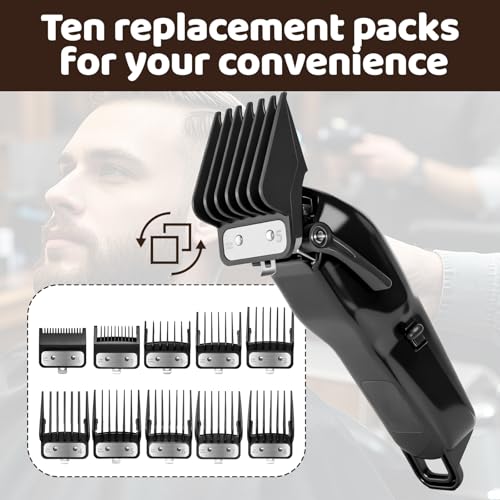 10Pcs Clipper Guards Set for Wahl Clipper Guards Set with Metal Clip£¬Professional Hair Clipper Guards Cutting Guides Compatible with Most Wahl Clippers from 1/16" to 1"(Black£©