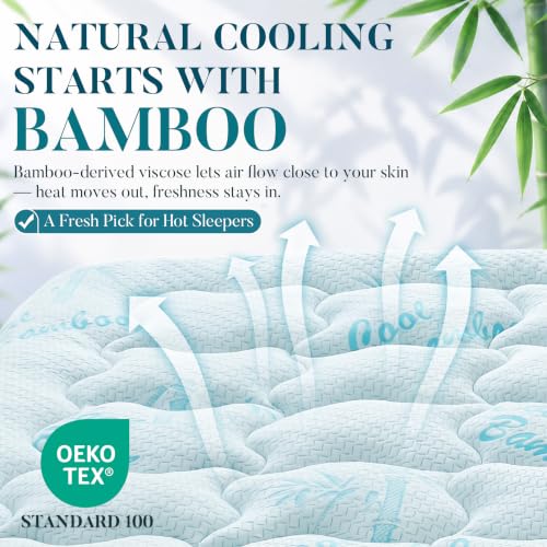 Light Blue King Cooling Gel Memory Foam Mattress Topper 78x80 in for Hot Sleepers