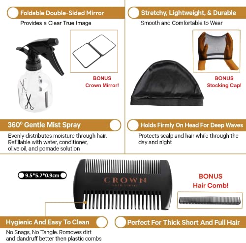 Black and Gold 11-in-1 Deluxe Wave Hair Care Set for Men with Durags & Brush