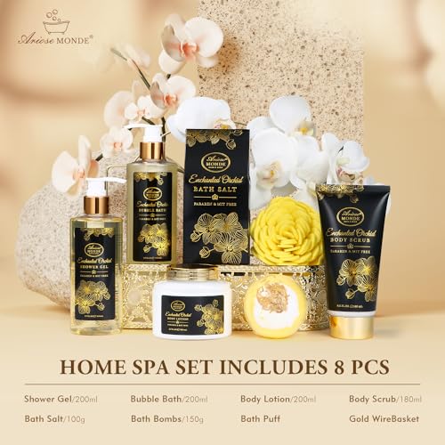 Enchanted Orchid Spa Gift Basket for Women - Bath Sets & Body Care
