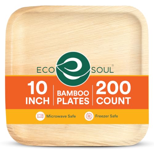 Disposable Bamboo Plates 10 Inch Square - Eco-Friendly Bulk Pack for Parties & Events