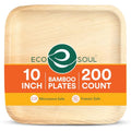 Disposable Bamboo Plates 10 Inch Square - Eco-Friendly Bulk Pack for Parties & Events