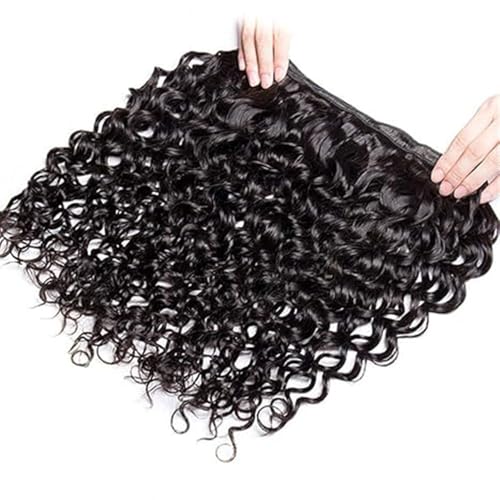 Black Water Wave Human Hair Bundles - 14 16 18 Inch, 3 Pack, Virgin Remy, Natural #1B