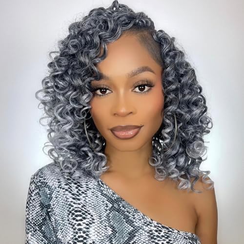 Colorful Queen 12 Inch Grey GoGo Curl Crochet Hair for Women - 7 Packs Water Wave Deep Twist Extensions