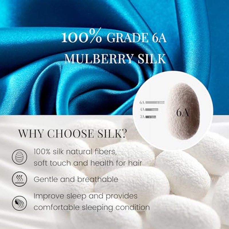 19 Momme 100% Mulberry Silk Cap for Sleeping Women,Adjustable Long Silk Bonnet for Curly Hair Elastic Night Cap
