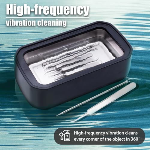 Black Nail Tool Cleaning Machine with 3 Timer Modes and 650ml Sterilizer for Nail Drill Bits & Art Brushes