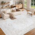 Xafir 8x10 Beige Washable Non-Slip Area Rug for Living Room