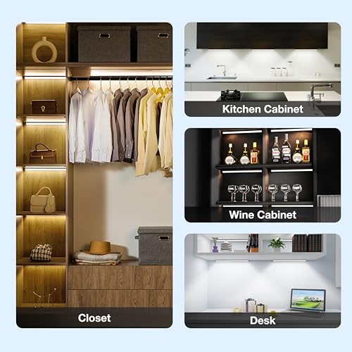 MEKKLEON Black 60CM Rechargeable Magnetic Under Cabinet Lights with Remote