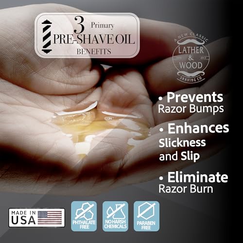 Pre-Shave Oil with Sandalwood - 2 Fl Oz Natural Gentle Shaving Oil for Men & Head