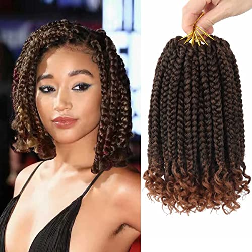 Mytarku 10 Inch T30# Crochet Box Braids Curly Ends - 7 Packs for Black Women