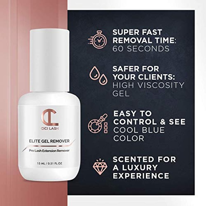 ELITE Eyelash Extension Remover Gel for Professional Lash Extensions | Super Fast (60s) and Easy to Control | Perfect Eyelash Glue Remover for Individual Mink Lashes | Essential Lash Supplies 15ml