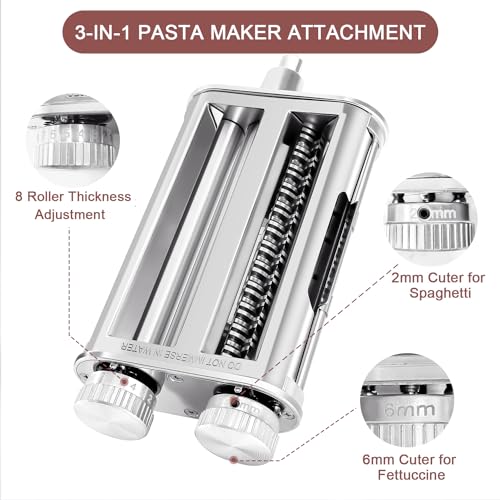 KitchenAid Pasta Maker Attachment Set - Stainless Steel Roller & Cutter with Spaghetti & Fettuccine Blades