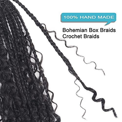 8 Inch Goddess Box Braids Crochet Hair with Curly Ends - Pack of 8, 1B